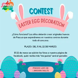 Cartel del concurso Easter Egg Decoration de Inglés Divertido para niños en Granada.