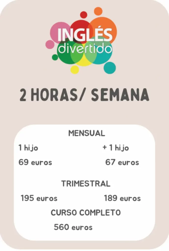 Precios de clases de inglés 2 horas por semana en Inglés Divertido
